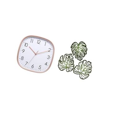Imagem de Fenteer Relógio de Parede Digital Vintage com Folhas de Palmeira, Design Artístico para Pendurar Na Sala de Jantar, Casa de Fazenda, Academia, Banheiro, Plano