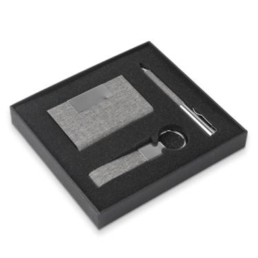 Imagem de Kit Escritório Completo com Caderno, Mouse Pad, Caneta, Porta Objetos, Régua e Estojo, Material Escolar e Papelaria para Organização (Kit Escritório 3 J - Cinza)