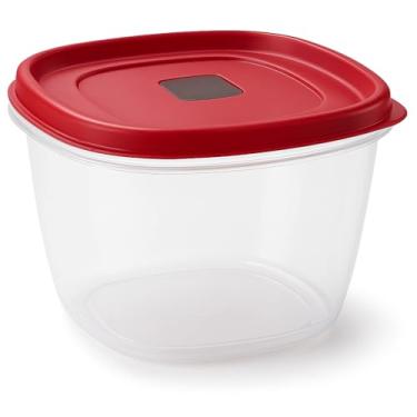 Imagem de Conjunto de Recipientes Plásticos com Tampa Vermelha, Potes Herméticos para Armazenamento de Alimentos, Transparente