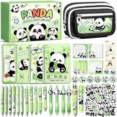 Imagem de Fimibuke Material escolar infantil para meninas, meninos, 36 peças, conjunto de artigos de papelaria panda fofo com estojo de lápis, canetas de gel, alfinetes, adesivos, notas adesivas, kawaii