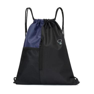 Imagem de Mochila com cordão, bolsa de esportes ao ar livre de grande capacidade para homens e mulheres, bolsa de ginástica de basquete e futebol, Azul marinho, Large, Mochila com cordão