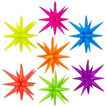 Imagem de 7 Count Pack,Neon Balloons, Glow in The Dark Balloons for Glow Party, 27 Inch Neon Balloon Arch, Exploding Star balloons