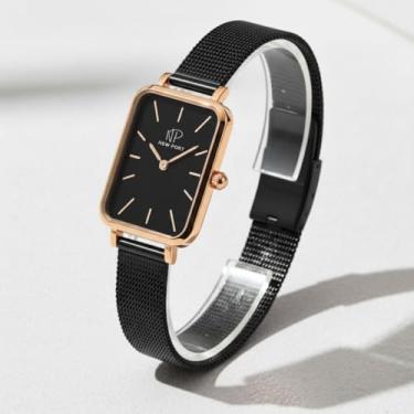 Imagem de Relógio Feminino Quadrado Preto Elegante Casual Analógico New Port