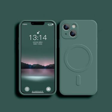 Imagem de Capa de silicone líquido à prova de choque para iPhone 17 16 15 14 13 12 11 Pro Max Plus, carregador magnético sem fio, D