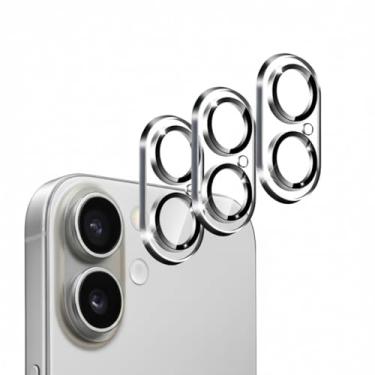 Imagem de Protetor de lente de câmera para iPhone 16 de 6,1 polegadas / iPhone 16 plus 6,7 polegadas/iPhone 17 de 6,3 polegadas, vidro temperado 9H, ultra HD, resistente a arranhões, fácil de instalar