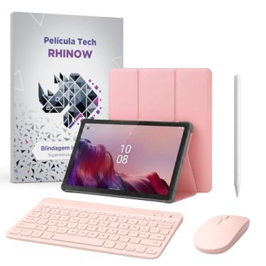 Imagem de Kit Capa Preta Slim para Lenovo Tab M9 + Película de vidro + Caneta Precision + Teclado + Mouse Bluetooth (Rosa)
