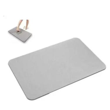 Imagem de Tapete de Pedra Diatomita para Banheiro 60x39cm Cinza Antiderrapante A