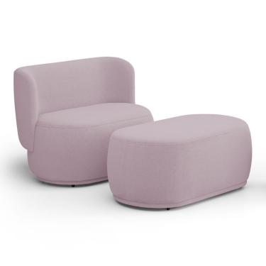 Imagem de Namoradeira Com Puff Orgânico Molly 02 Lugares Bouclê Rosé - Desk Design