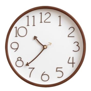 Imagem de Relógio de parede Relógio de parede em madeira maciça com visor digital grande, funcionamento silencioso e alimentado por bateria para decoração de casa(Walnut wood color)