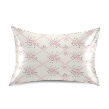 Imagem de SEHANY Capas de almofada elegantes de seda rosas para cabelo e pele, capas de almofada de cetim respiráveis macias e refrescantes com fecho de envelope, tamanho king (50,8 x 66 cm)