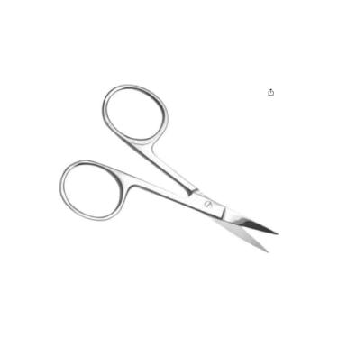 Imagem de Tesoura de Aço Inoxidável, Ponta Curva, 9cm x 4,5cm, para Unhas, Sobrancelhas, Barba e Pelos