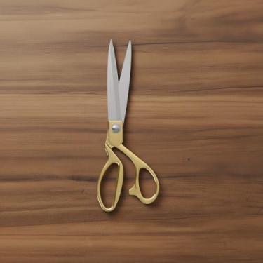 Imagem de 1 tesoura de alfaiate profissional, lâminas afiadas de aço inoxidável resistentes, alças ergonômicas douradas para costura, costura e estofamento, ouro, P
