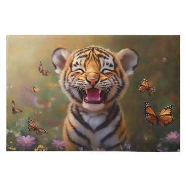 Imagem de CEBUGI Tapete de área 60 x 90 cm macio lavável tapete antiderrapante com suporte de borracha animal borboletas tapetes de área para sala de estar, quarto, decoração de casa