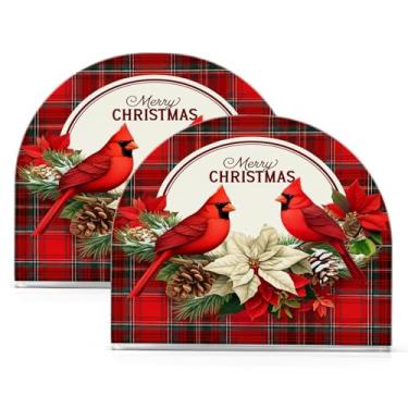 Imagem de Wassud Porta-guardanapos de acrílico Red Birds, dispensador de guardanapos de papel moderno para mesa, cozinha, sala de jantar, bancada 2 peças (comporta 50-60 guardanapos)