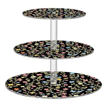 Imagem de CEBUGI Suporte de cupcake de 3 camadas Samll Flowers redondo suporte de bolo torre bandeja de servir em camadas de acrílico para festa de chá, chá de bebê, casamento e mais