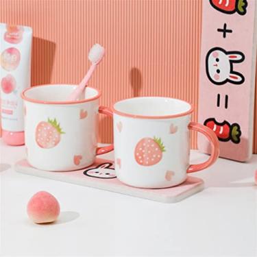 Imagem de Conjunto de copos de lavagem copo de escova de dentes de cerâmica um par de copos cilíndricos de dentes domésticos copo de enxágue para casal