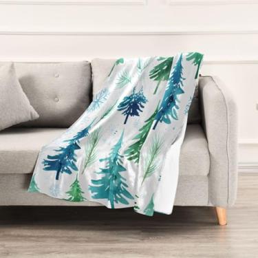 Imagem de Wassud Cobertores e mantas de Natal 152,4 x 228,6 cm, manta de árvore de Natal em aquarela para sofá, cadeira, decoração de casa