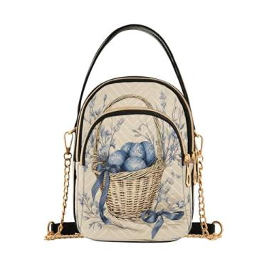 Imagem de CEBUGI Bolsa tiracolo feminina clutch para telefone, cestas de vime de Páscoa, bolsa de ombro elegante com alça de corrente removível