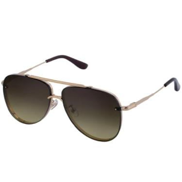 Imagem de Óculos de sol de metal com ponte dupla, moda feminina, popular, retrô, punk, clássico, masculino, para dirigir, UV400 (dourado, chá, cinza)