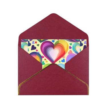 Imagem de SKKNT Corações em cores do arco-íris, cartões de felicitações para todas as ocasiões, convites de festa de aniversário de casamento, 12,7 x 15,2 cm