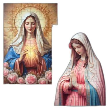 Imagem de 2 Quebra-Cabeças Inclusivos 60 Peças Mãe Jesus Mentes - Coleção Tea &A