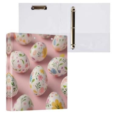 Imagem de STAYTOP Organizador de fichário de ovos de Páscoa coloridos 3D, fichário de 3 anéis com prancheta (carta A4), fichário fofo para material de escritório escolar