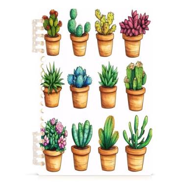 Imagem de Burbuja Caderno de cacto, papel pautado universitário A5 com 60 folhas, fichário para escritório, 1 pacote