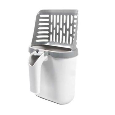 Imagem de Luocute Colher de Areia para Gatos Com Saco, Suporte Integrado para Saco de Lixo para Fácil Limpeza, Uso Com Uma Mão, Borda Frontal Larga, Leve e Resistente para (com defletor e sacos de lixo de 8