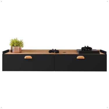 Imagem de Rack Suspenso Home Decor Estante Tv 42 Polegadas Bancada Pequena 2 Portas Multiuso Decoração Sala Quarto