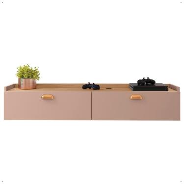 Imagem de Rack Suspenso Home Decor Estante Tv 42 Polegadas Bancada Pequena 2 Portas Multiuso Decoração Sala Quarto