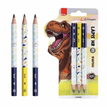 Imagem de Lápis Grafite Jumbo Triangular, Ideal para Mãos Pequenas, 3 Unidades, Macio e Resistente (Dinossauro)