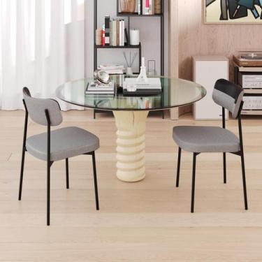 Imagem de Conjunto 2 Cadeiras de Jantar Mynna Tecido Mesclado Est.Preta - Metali