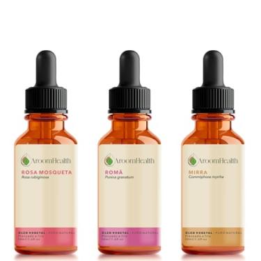 Imagem de Kit de óleos vegetais puro natural – Rosa Mosqueta, Mirra e Romã – 30 ml cada