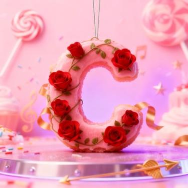 Imagem de Decorações de Dia dos Namorados de cristal A-Z, enfeites de Natal feitos à mão com letra rosa, decoração de carro e casa - decoração de acrílico escolar, ideias de troca de presentes para amigos, sala