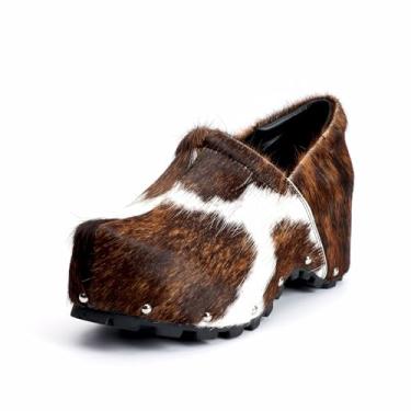 Imagem de XOBZJH Tamancos e mules profissionais femininos com estampa de pelos de panturrilha à prova d'água e antiderrapante com suporte de arco – Sapatos de amamentação para ficar em pé o dia todo, Marrom, 36