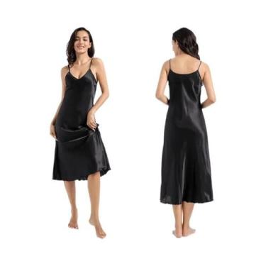 Imagem de Camisola feminina elegante e sexy com decote em V, saia de dormir eleg