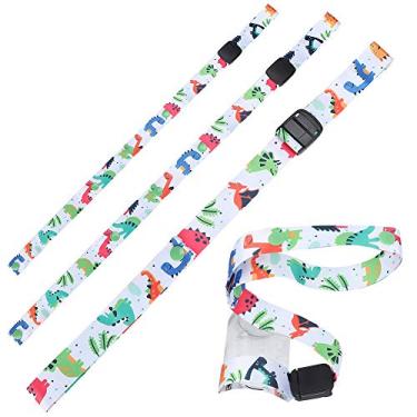 Imagem de ZJchao Suporte para Copo de Mamadeira Ajustável, Durável, Não Poliéster, Trela para Carrinho de bebê, Acessório de Brinquedo, Design Colorido, 2,5 Cm de Largura (18# Dinossauro)