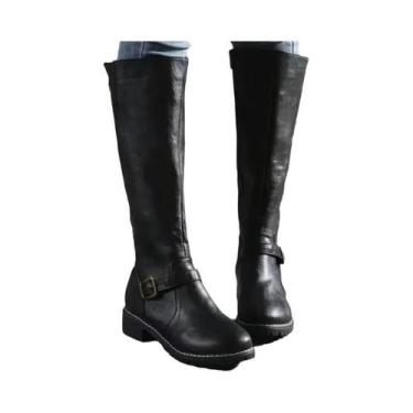 Imagem de Botas De Montaria Femininas De Inverno Acima Do Joelho Com Bico Redond