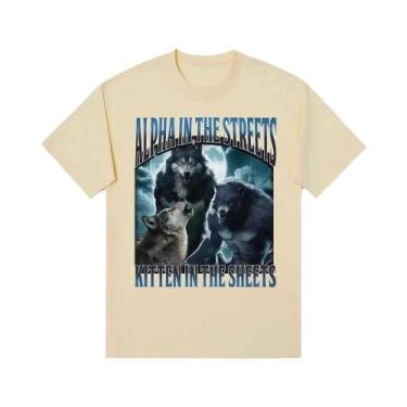 Imagem de Camiseta Unissex Oversized Engraçada Com Meme De Gato Lobisomem Casual