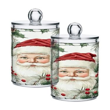 Imagem de xigua Pacote com 4 lindos suportes de Natal para bolas de algodão, cotonete – Frasco de plástico de boticário de armazenamento versátil transparente de 4 ml para banheiro e organização de