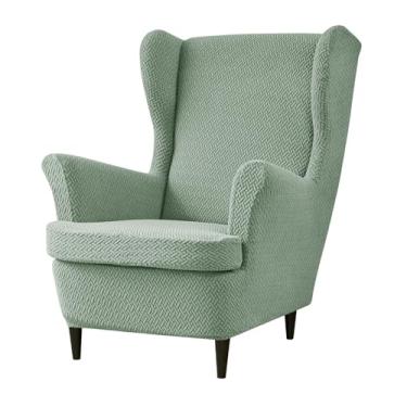 Imagem de NILUOH Capa Wingback para cadeira, 2 peças, elástica, para sofá, poltrona, jacquard, protetor de móveis, macio, com fundo elástico para sala de estar