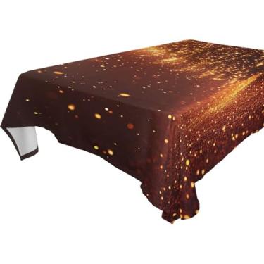 Imagem de Blueangle Glowing Stars Toalha de mesa para árvore de Natal – Toalha de mesa retangular de poliéster impermeável e resistente a manchas para ambientes internos e externos, 152 x 304 cm (469)