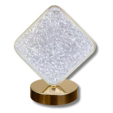 Imagem de Luminária de Mesa LED Recarregável – Ajuste de Intensidade Touch 25%/75%/100%, Base Dourada Premium | Iluminação Ajustável para Estudo, Trabalho e Decoração