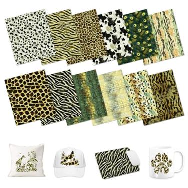 Imagem de HTVSTD Folhas de transferência de tinta de sublimação com estampa de animais africanos - 12 peças de papel de sublimação de 30 x 25 cm para camisetas, bolsas, decoração de casa, folhas de