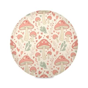 Imagem de Wassud Jogo americano tapetes redondos com corações de cogumelo para cozinha e jantar, tapetes laváveis e resistentes ao calor, decoração de mesa 39 cm