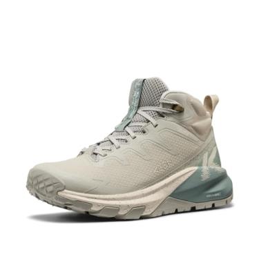 Imagem de KEEN Bota feminina Targhee Apex de altura média, durável, leve, confortável, impermeável, para caminhada, Abbey Stone/Birch, 34