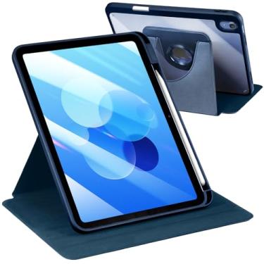 Imagem de Fintie Capa giratória de 360 graus para iPad Mini 7 (A17 Pro, 7ª geração) 2024 / iPad Mini 6 (6ª geração) 8,3 polegadas - Suporte protetor giratório transparente com suporte para lápis (azul marinho)