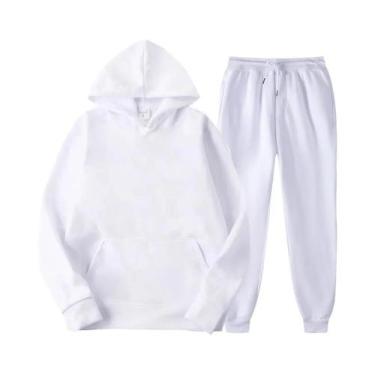 Imagem de Conjunto De Moletom Masculino Com Capuz E Calças Em Cores Sólidas Para