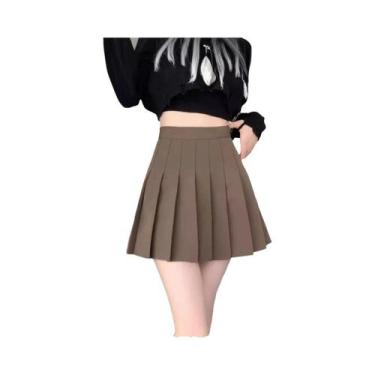 Imagem de Saia Mini Plissada Estilo Preppy plus Size Para Mulheres, Cintura Alta