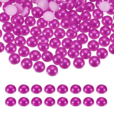 Imagem de Generic 1000 peças de meia pérola para artesanato, 6 mm de plástico metade flatback imitação de pérolas cabochão contas soltas strass para artesanato DIY roupas copo sapatos enfeite unha (rosa